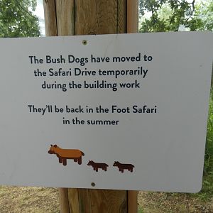 Signage on Bush Dog enclosure