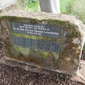 Plaque on corner of former Lion enclosure