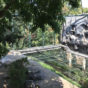 Unusual aviary floor over River Parthe passing through the zoo