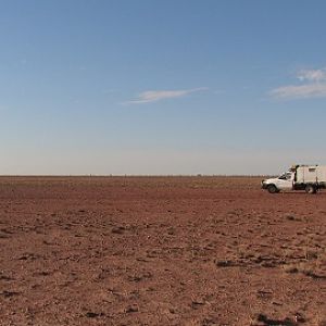 Aussie desert camping scene.