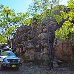Aussie outback camping scene.