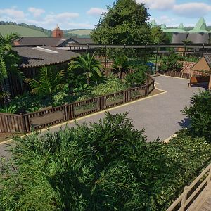 Planet Zoo: ZSL London Zoo: view towards Komodo Dragon House / Tiger Territory / Casson
