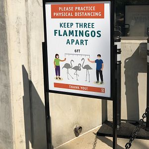 Fun signage of distance to keep apart