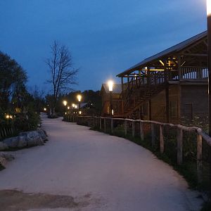 Evening in The Last Frontier - Walkway and American black bear holding building, 2020-09-02