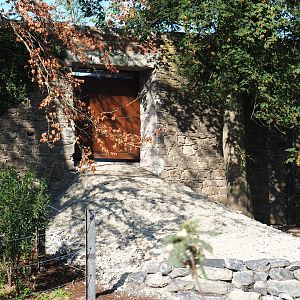 Gate in old abbey wall to holding area, 2020-09-02