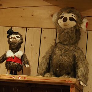 Christmas sloth stuffed toys in Santa's bar, 2020-09-02