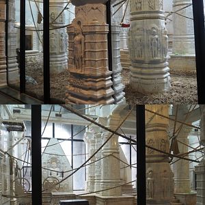 Sumatran orangutan indoor housing in the orangutan temple, 2020-09-02