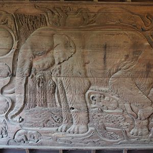 Elephants wood carving in Craftman's House, 2020-09-02