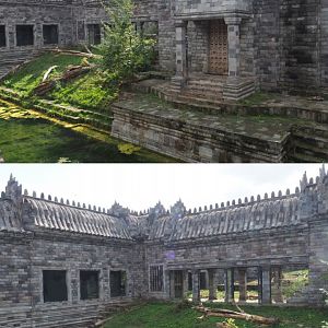 White tiger exhibit in temple, 2020-09-02
