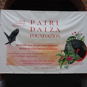New Breeding center for Endangered birds - Pairi Daiza Foundation signage, 2020-09-03
