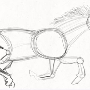 Old horse galloping sketch