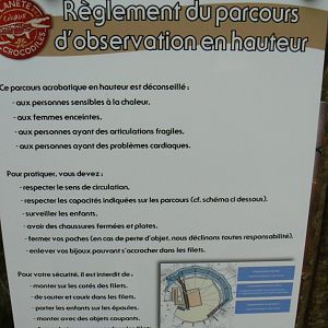 Planète Crocodiles - Aerial course information panel