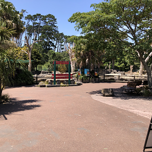 Outside the Watering Hole cafe and the Elephant enclosure