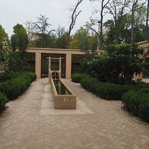 Moroccan gardens and pavilion with Barbary macaque viewing areas, 2020-10-19