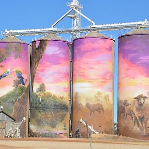Artwork on grain silos.