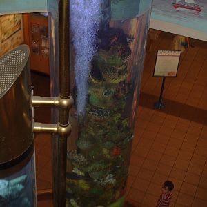 Looking down from Aquarium floor to first floor of mall