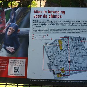 Sign changes and moves in the park for a new chimpanzee exhibit, 2020-06-20