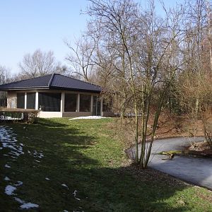 Pelican pond and house