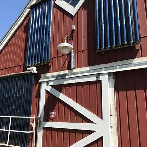 Barnyard- solar-water-heated barn
