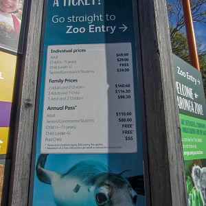 Admission prices June 2021