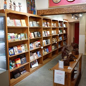 left half of books in gift shop