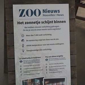 Signage about new lighting in the Small monkey house, 2021-07-17