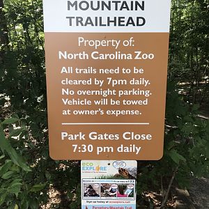 North Carolina Zoo: Purgatory Trail Trailhead Sign