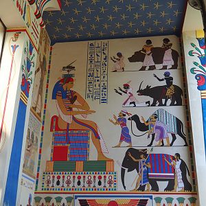 Paintings on the sidewall of the front porch of the Egyptian Temple, 2021-07-17