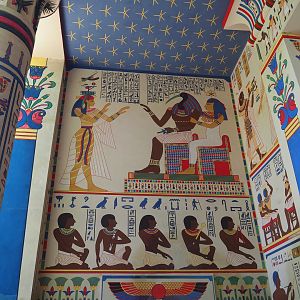 Paintings on the sidewall of the front porch of the Egyptian Temple, 2021-07-17