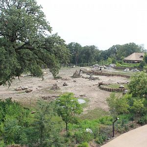 African Elephant & Plains Zebra Exhibit (North Habitat)  - African Grasslands (View from Skyfari)