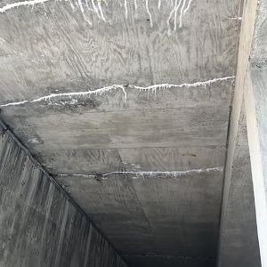 Gluecicles underneath concrete ramp