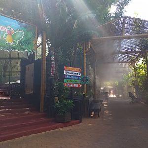 View of the conure aviary and main path -MundoMar Benidorm (2021)