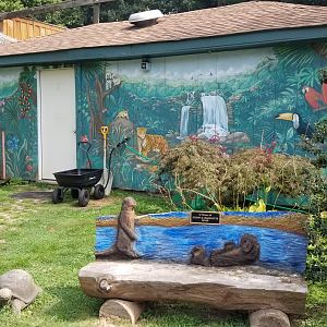 Elmwood Park - Barn for otters, otter bench