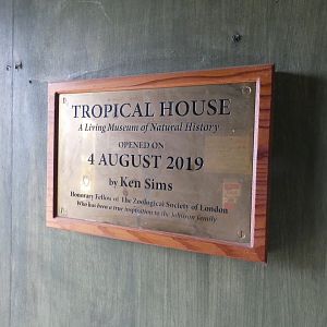 Tropical house opening plaque (Johnson's of Old Hurst)