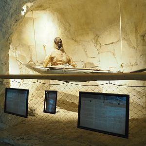 Arctic kayak display in the Polar bear/Pacific walrus underwater viewing cave, 2021-09-02