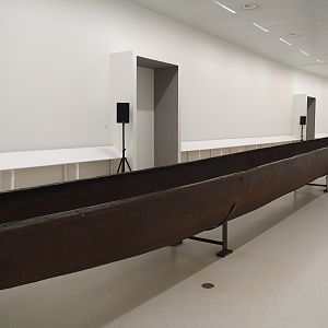22-meter long dug-out canoe from region of Ubundu, Congo, 2021-10-20
