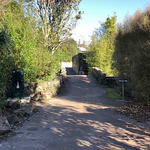 Accessory building located where the Japanese garden was.