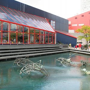 Dolphin Fountain outside of Pier 4 Pavilion