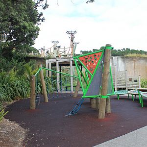 Chimpanzee enclosure with play area in front