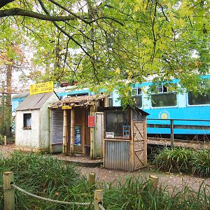 Old train car and small Indian train station theming, 2021-11-06