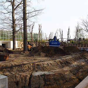 Orangutan project construction update 2022-04-12 - Construction of large island on elephant side