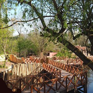 New walkway and play area seen from the giant cassowary viewing point, 2022-04-12