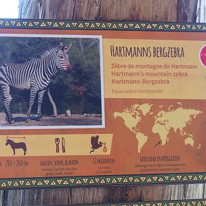 New species on the African savanna - Hartmann's mountain zebra signage, 2022-04-12