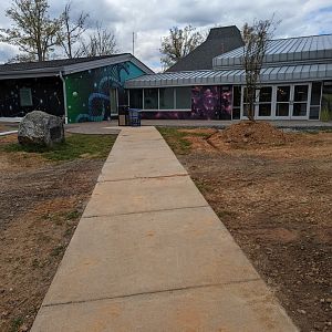 View of construction in the entrance plaza