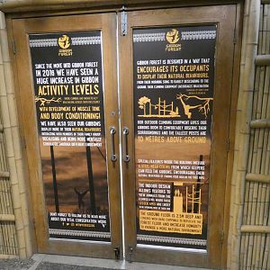 Signage about Gibbon Forest exhibit design
