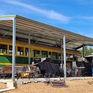 Tram and canopy, destined to be the café eating area