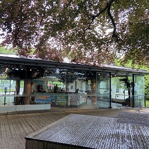 May 16th 2022 - listed entrance building at Bristol Zoo viewed from within collection