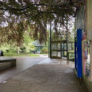 May 16th 2022 - entrance plaza at Bristol Zoo, viewed from alongside Sloth House