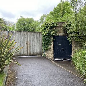 May 16th 2022 - access gate to Clifton Down Road and keeper access into Asiatic Lion exhibit at Bristol Zoo