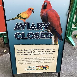 Sign outside Closed Aviary